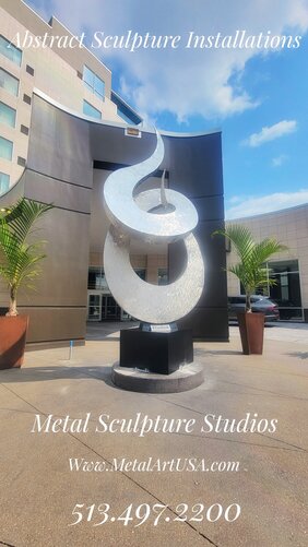 abstract metal sculpture hotel installation 2